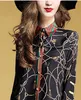 Fashion-Best Selling Women's 2018 Spring and Summer New Temperament Elegant Seven Point Sleeve Printing Loose Shirt Lapel Doll Shirt S-2XL