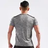 Men Workout T Shirts Quick Dry Short Sleeve Outdoor Training Sportswear Tee Breathable Mesh Running Bodybuilding Shirt Man