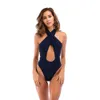 Atacado Sexy Swimsuit Mulheres Swimwear Bandage Sólidos de Alta Corte Emagrecimento Monokini Oco Out One Piece Maiôs Verão Praia Desgaste