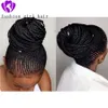 새로운 스타일 패션 꼰 합성 레이스 프론트 가발 아프리카 흑인 여성용 무료 파티 블랙 박스 머리 띠 머리