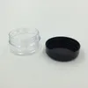 100st 10g tom plastburk med svarta kepsar Små klara kroppskramar för kosmetiska provpottbehållare Pulverförpackningar