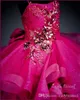 2022 Nouveau Fuchsia Spagheti Robe De Bal Robes De Fille De Fleur Vintage Cristal Perlé Fille Formelle Fête D'anniversaire Pageant Robe Robes De Mariée