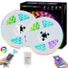 5M 10M RGB LED قطاع الشريط الخفيفة ضوء FIEXBLE LED الشريط الشريط 5050 LED مصابيح مع قابس الطاقة RF Remote مع تطبيق Bluetooth