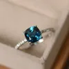 blue square stone ring