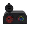 Freeshipping Car Dual 12V Bil Cigarettändare Socket Splitter 12V USB 4.2A Strömadapter Laddare Digital Voltmeter Cy707-CN