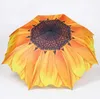 wholesale 10pcs Fashion Sunflower Pattern Three Folding Umbrella Women Men Sun/Rain Large Beach Umbrellas Parasol