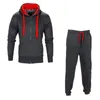 Active New Black Friday Sweat à capuche pour hommes Ensembles de survêtements à manches longues Deux pièces Ensemble Fitness Casual Couleur unie Sweats à capuche Homme Costume de sport Tendance