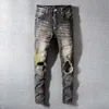 Jeans de créateur pour hommes de mode hip hop pantalon de motard à glissière en détresse pantalon en denim déchiré taille 28-40 a8088