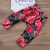 0-18Months Little Sister Gedrukt Lange Mouw Bodysuits + Bloem Broek + Hoofdband 3 stks Kleding Set voor New Born Infant Baby Girls1