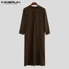 Roupas étnicas INCERUN Árabe Islâmico Kaftan Masculino Com Zíper Manga Longa Robes Coloridos Roupas Muçulmanas Abaya Arábia Saudita Thobe Vestido Caftan 2021 5XL