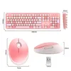 ワイヤレスキーボードマウスカラーリップスティックラウンドキャップキーボードオフィスデスクトップのキーボードとマウスセットDHL無料