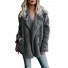 2019 hiver épais chaud Teddy manteau femme revers à manches longues moelleux poilu fausse fourrure vestes femme bouton poches grande taille pardessus