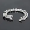 Diamante simulado gelado miami cuba link cadeia masculina pulseiras de prata de ouro jóias de hip hop6062667