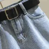 Летние Harajuku Высокая талия Джинсовые шорты Женщины Корейский Стиль Стройные Винтажные джинсы с поясом Женщина Хлопковая уличная Одежда 210421