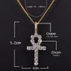 Iced Zircon Ankh Kors Halsband Smycken Set Guld Silver Koppar Material Bling CZ Nyckel till liv Egypten Pendants halsband