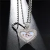 Memoria personalizzata Memoria Medaglioni a forma di cuore a forma di ciondolo collana in acciaio inox corda catena hip hop gioielli cubico zircone di San Valentino presente