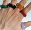 20pcslot män kvinnor multicolor smidig solid jade ring lady vacker agat ring naturlig ädelsten charm smycken älskare xmas gåva gr1663244