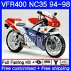 Kit für HONDA RVF400R V4 VFR400R 1994 1995 1996 1997 1998 270HM.28 VFR400 RVF VFR 400 R NC35 blau roter Rahmen VFR 400R 94 9596 97 98 Verkleidung