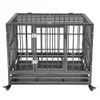 Tungt Dog Cage Crate Kennel Metal Pet Playpen Portable med Tray Silver9595868