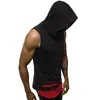 Hommes à capuche débardeur Gym Sport gilet Hip Hop sweats à capuche chemises sans manches 2 couches Fitness Singlet déchiré trou Camiseta Tirantes Hombre