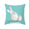 Happy Easter Pillow Case Soft Brzoskwiniowy króliczko królicze jajka królika drukowana kwadratowa poduszka poduszka 45x45 cm