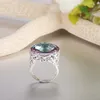 Luckyshine Wesela Biżuteria Błyszczy Rainbow Oval Ogień Mystic Topaz Gemstone Silver Unisex Lovers Biżuteria US Rozmiar 7-9