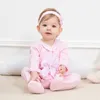 Neonata Vestiti Bambina Fiocco in pizzo I piedi Pagliaccetti Abbigliamento Tuta infantile Principessa Baby Cirls Pagliaccetti