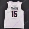 2021 Final Quatro Novo NCAA Gonzaga Bulldogs Jerseys 15 Clarke Basquete Jersey College Size Branco Juventude Adulto Todos Costurado