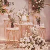 Bröllop järnkonst efterrätt tabell femdelad cylindrisk efterrätt bord utomhus konstgjord blomma bröllops prop dekoration tårta stå