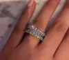 2019 Nieuwe Collectie Luxe Sieraden 925 Sterling Silver Full Princess Cut White Topaz CZ Diamond Promise Wedding Bridal Ring voor Vrouwen Gift