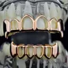 Hip Hop Silver Gold Teeth Grillz Set Men Top Bottom Caps False Hollow Tooth Dental Grills for Women Cosplay Party Body Jewelry7811173