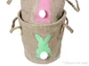 Påsk linne korg dubbelhandtag kanin korg barn jute påsk hink rosa grön blå kanin påsk lagringsäck