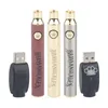Mässing Knuckles Vape Batteri 900 650mAh Guld Trä Variabel spänningspenna med USB-laddare i presentförpackning för 510 trådkassetter