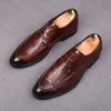 Fashion de haute qualité pour hommes pointés à lacets Alligator Robe de mariée Oxford Oxford conduisant Homecoming Business Chaussures