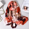 Оптово-зима Новый Дамы Премиум шелковые шарфы Печатные Mulberry Silk Солнцезащитный шарф шаль