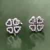 Boucles d'oreilles trèfle porte-bonheur en argent sterling 925 CZ diamant cadeau d'anniversaire coffret original adapté aux boucles d'oreilles pour femmes Pandora cadeau de vacances