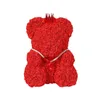 Rose Bear Teddy Bear med band Forever Artificiell Rose Anniversary Christmas Valentines Present