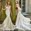 2019 Vintage Plus Size Mermaid Lace Backless Wedding Dresses Long vestido de novia Scoop Cap Sleeves Appliques Bridal Gowns