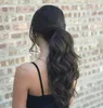 Clip In Hair Extensions Human Hair Ponytail Svart Remy Real 20inch One Piece 140g Wrap Hårstycke Lång Vågig # 1 Jet Black