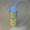 Gold und Silber Double Dragon LED Shisha 4,3 Zoll Bohrinselbongs Zusammengebaute tragbare Filterrauchwasserpfeifen mit Kunststoffschaufel