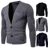 Suéter masculina Mens Sweater com 3 cores Cardigan Slim manga comprida de malha estilo casual masculino tamanho asiático