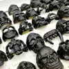 Fashion newest 30pcs/lot Gothic Punk Skull band Rings black Tough Guy retro mix Styles Men's Women's Jewelry Gift(size:18mm-23mm)