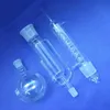 Lab Supplies 60ml,Glass Soxhlet Extractor body & Graham Condenser Snake Shape Condenser ,1 Flat Bottom Flasks for Lipid Extraction