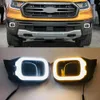 2PCS LED DRL DRL Daytime Light Drive Lampa mgły mgły z skręcającym żółty sygnał dla Ford Ranger T8 2019 2020 2021 2022