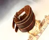 Retro Genuine leather bracelet wide leather bracelet punk double metal buckle multicolor leather bracelet men and women a895