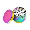 Honeypuff 63mm 4 Warstwy Kolorowe Szlifierki Pieprzowe Zioło Metalowa Szlifierka Tobacco Grinder Palenia Rainbow Aluminium CNC Zęby Mrłyrki Fit Suche Herb