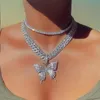 Marquise Eye CZ Charm Iced Out Bling Cubic Zirconia Miami Cuban Link Chain Choker Necklace for Women2036