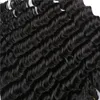 Deep Wave Hair Weaves Full Head Brasilian Hair Weft Natural Color 1B Human Bundles