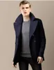 Tailor-made Winter Men Wool Wool Blending Outerwear Turn-Down Collar Long Sleeve Double Breasted Short Design Navy Coat