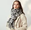 Fashion-Scarves Höst Vinter Ny Kvinnlig Ull Plaid Scarf Lady Wide Lattices Long Shawl Wrap Blanket Warm Tippet